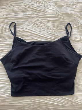 Black Longline Seamless Sports Bra Tank Top With Cross Back
